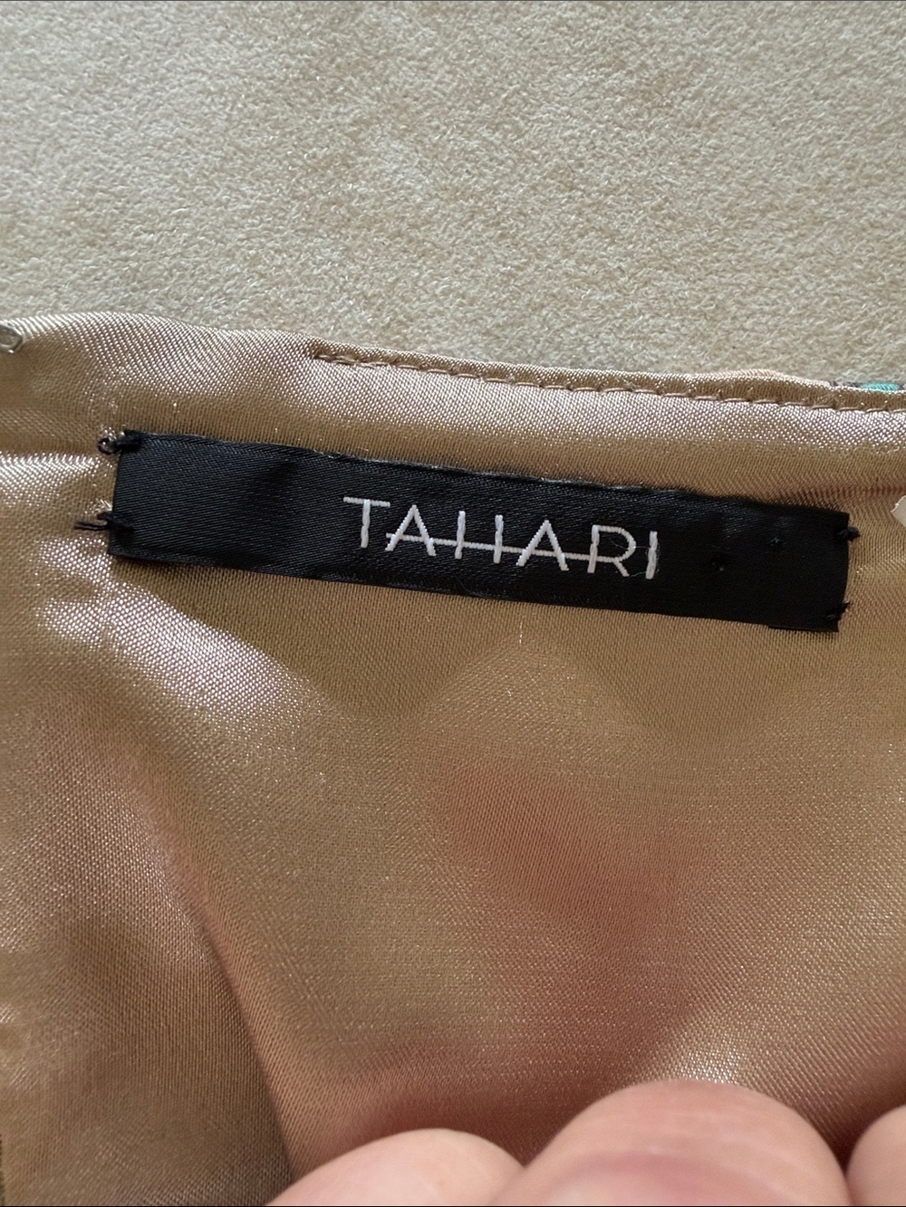 Tahari Pencil Skirt Abstract Ikat Print Beige Black Teal Size 10 - Picture 3 of 5